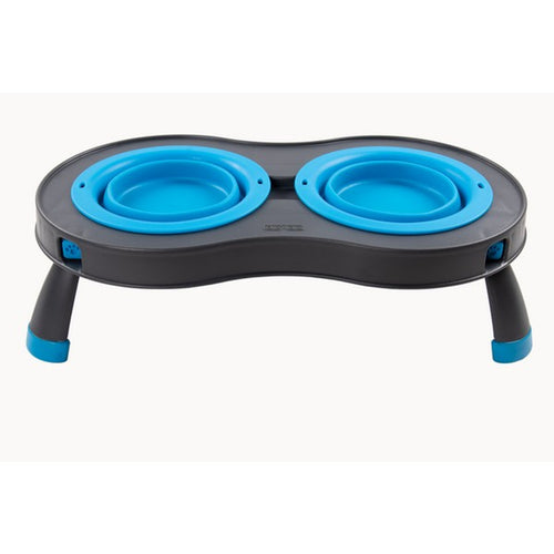 Dexas Double Elevated Foldable Feeder, Pro Blue