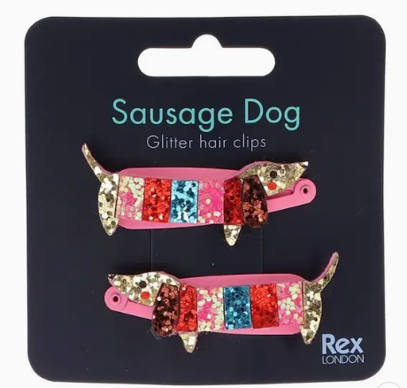 Sparkly Sausage Dog Hair Clips