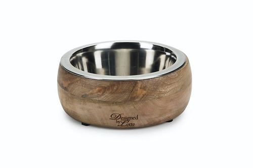 Elegant Wooden/Stainless Steel Dog Bowl