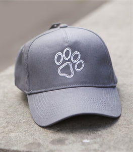 Hope Rescue Grey 5 Panel Baseball Cap with White Paw Print Embroidered Logo