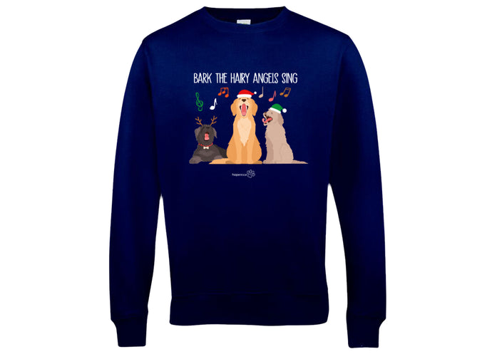‘Bark the Hairy Angels Sing’ Hope Rescue Official Charity Christmas Jumper Navy