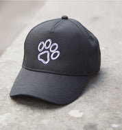 Hope Rescue Black 5 Panel Baseball Cap with White Paw Print Embroidered Logo